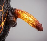 anthro balls big_penis black_body black_scales close-up crotch_shot erection foreskin genitals glans glistening glistening_body glistening_genitalia glistening_penis glistening_scales glowing glowing_genitalia glowing_penis half-erect humanoid_genitalia humanoid_penis lava male penis penis_shot presenting presenting_penis realistic retracted_foreskin ridged_penis scales simple_background solo standing vein veiny_penis sugar_arrafel dragon elemental_creature scalie absurd_res hi_res