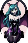 anthro bat_wings big_breasts boots breasts capcom clothed clothing cosplay darkstalkers female footwear fur furrfication gloves green_eyes green_hair hair handwear kneeling leather leather_boots leather_clothing leather_footwear leather_handwear long_hair looking_at_viewer membrane_(anatomy) membranous_wings simple_background smile solo tight_clothing tiptoes video_games white_body white_fur wings harmfulpilot morrigan_aensland domestic_cat felid feline felis mammal 2:3 absurd_res hi_res portrait