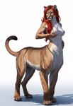 anthro breasts digitigrade female hair hand_on_hip holding_breast inviting long_hair looking_at_viewer nipples nude ponyrealism_(model) red_hair simple_background smile solo standing director_crashbandit cougar cougar_taur felid felid_taur feline feline_taur mammal mammal_taur pantherine pantherine_taur taur hi_res novelai