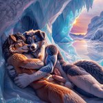 anthro anthro_on_anthro balls black_nose bodily_fluids cum duo embrace erection frottage fur genital_fluids genitals hug humanoid_genitalia humanoid_penis ice lake male male/male open_mouth penis penis_on_penis sex sleeping sunset vein veiny_penis water wet winter wolfs-chaser australian_shepherd canid canine canis domestic_dog herding_dog mammal pastoral_dog sheepdog were werecanid werecanine werewolf wolf hi_res