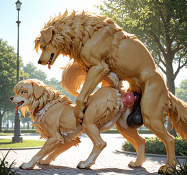 animal_genitalia animal_penis balls bestiality big_balls big_penis black_testicles canine_genitalia canine_penis doggystyle duo female feral from_behind_position fur genitals humping knot knot_deep male male/female park pawpads paws penetration penile penile_penetration penis penis_in_pussy pink_knot pink_penis sex sunny vaginal vaginal_penetration goldenretrieverlover bird_dog canid canine canis domestic_dog golden_retriever hunting_dog mammal retriever hi_res