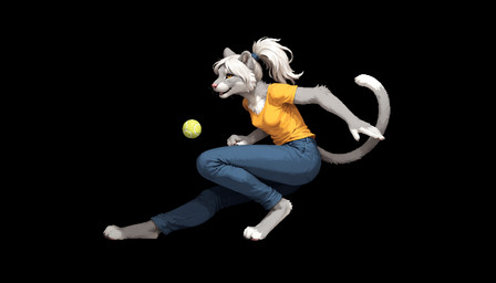 4_toes 5_fingers anthro artois_posting_service ball barefoot black_background bottomwear breasts clothed clothing comfyui_(software) custom_merge_(model) digitigrade dipstick_tail feet female fingers flatpiecexlvae_baseona1579_(vae) fur grey_body grey_fur hair markings nai-diffusion-4-full_(model) novaanimalpony_(model) pants ponystandardvae_v10_(vae) ponytail realesrgan_x2_(upscaler) remacri_original_(upscaler) sdxl_vae_fp16_(vae) simple_background smile solo tail tail_markings toes topwear white_body white_fur white_hair yellow_eyes crashbandit felid feline mammal digital_media_(artwork) prompt_metainfo