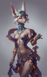 anthro bovid bra caprine clothing collar female goat hi_res jewelry long_ears mammal mineru oldhroft seductive simple_background solo solo_focus standing the_legend_of_zelda underwear