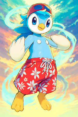 anthro avian_feet blue_body blue_eyes blue_feathers clothing feathers fin hat headgear headwear looking_at_viewer male solo swimwear wings labrador_(director) nintendo pokemon risco avian bird generation_4_pokemon humanoid penguin piplup pokemon_(species)