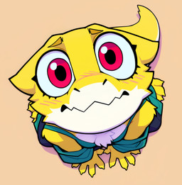 3_toes 4_fingers anthro big_eyes blue_clothing blue_dress blush chibi clothing dress feet female fingers fur hand_on_ground high-angle_view kneeling_on_ground looking_at_viewer pink_eyes simple_background solo toes white_body white_fur worried yellow_body yellow_fur adragocult jaune_(adragocult) furred_kobold kobold absurd_res hi_res