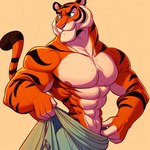 1:1 abs anthro blue_eyes colored felid fur male mammal muscular nipples orange_body orange_fur pantherine shirtless simple_background solo striped_body striped_fur stripes tiger zidanes123