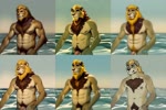 animated anthro balls felid fur genitals hair hi_res joachim58 lion looking_at_viewer male mammal nipples nude pantherine penis sea smile solo tuft walking water webm