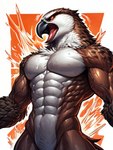 abs anthro athletic athletic_anthro athletic_male beak biceps bodily_fluids feathers growth male muscle_growth muscular muscular_anthro muscular_male nude pecs screaming solo standing sweat tail_feathers ten_pack_abs transformation triceps tuft veiny_biceps veiny_muscles birdovo accipitriform avian bird osprey hi_res