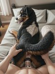 anatomically_correct anatomically_correct_genitalia animal_genitalia animal_pussy anus bed bedroom bernese_mountain_dog bestiality bodily_fluids breath brown_eyes butt butt_grab canid canine canine_genitalia canine_pussy canis cum cum_in_pussy cum_inside cum_on_penis curtains depth_of_field detailed detailed_fur domestic_dog duo female feral feral_penetrated first_person_view fluffy fluffy_tail from_behind_position fur furniture genital_fluids genitals hand_on_butt hi_res human human_on_feral human_penetrating human_penetrating_feral human_pov interspecies looking_aside male male/female male_on_feral mammal molosser mountain_dog multicolored_body multicolored_fur on_bed panting penetration penis pillow polar_(director) pussy sex swiss_mountain_dog tail_aside tongue tongue_out vaginal vaginal_penetration