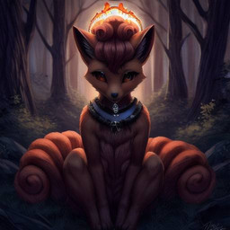 female feral forest night plant solo tree nintendo pokemon canid canine generation_1_pokemon mammal pokemon_(species) vulpix