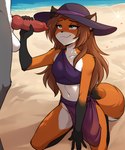 animal_genitalia animal_penis anthro balls beach blue_eyes blush breasts brown_body brown_fur brown_hair canine_genitalia canine_penis clothed clothing countershading detailed_background duo erection faceless_character faceless_male female female_focus flat_chested fur genitals hair hat headgear headwear kneeling knot male male/female markings midriff multicolored_body multicolored_fur navel orange_body orange_fur outside penile penis purple_clothing sand sea seaside sex small_breasts smile solo_focus water white_body white_fur anontk twokinds laura_(twokinds) canid canine fox keidran mammal hi_res