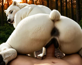 anthro anus ass_up back bestiality black_anus black_pussy bodily_fluids butt female feral first_person_view fur genital_fluids genitals hindpaw human_on_anthro human_on_feral human_penetrating interspecies landscape looking_at_viewer looking_back looking_back_at_viewer on_bottom on_top outside paws penetration plant precum pussy pussy_juice realistic rear_view reverse_cowgirl_position sex sunset tree vaginal vaginal_penetration white_body white_fur nnam_si3 human mammal polar_bear ursid ursine animated short_playtime webm