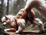 anatomically_correct animal_genitalia animal_pussy anus arcanine ass_up black_body black_fur blue_eyes canine_genitalia canine_pussy detailed detailed_anus detailed_eyes detailed_fur detailed_pussy feathering female feral fluffy fluffy_tail forest forest_background fur generation_1_pokemon genitals glistening glistening_genitalia looking_at_viewer looking_back looking_back_at_viewer low-angle_view moss multicolored_body multicolored_fur nature nature_background orange_body orange_fur plant pokemon_(species) polar_(director) presenting presenting_pussy pussy rear_view smile solo spread_legs spreading striped_body striped_fur stripes tail_up tree white_body white_fur