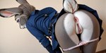 anthro anus bent_over butt clothed clothing female genitals panties panties_down partially_clothed photorealism photorealistic presenting presenting_hindquarters pussy realistic_fur solo underwear underwear_down upskirt furryranch judy_hopps lagomorph leporid mammal rabbit hi_res