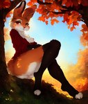 anthro bottomless breasts cleavage clothed clothing female lagomorph leporid mammal nipples outside rabbit solo topwear topwear_only yiffye18