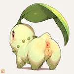 anus cute_expression female feral genitals green_body green_skin leaf plant presenting presenting_anus presenting_pussy pussy quadruped solo tail fetishartificer nintendo pokemon chikorita elemental_creature flora_fauna generation_2_pokemon pokemon_(species)