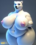 anthro belly big_breasts black_eyebrows black_nose breasts deep_navel eyebrows featureless_crotch female fingers navel nipples overweight overweight_anthro overwight_female pink_nipples sexy.ai solo standing cow_of_fire mammal polar_bear ursid ursine shaded