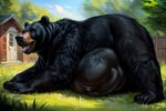 backyard belly big_belly black_body black_fur feral fur grass male open_mouth oral_vore outside plant solo sunny tree vore vore_belly l649000 black_bear mammal ursid ursine