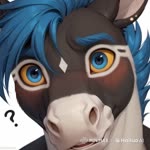 anthro black_body black_fur blue_hair confusion derp_eyes embarrassed fur hair male markings muscular solo tribal tribal_markings white_body white_fur yellow_sclera ilmpbx ramblingrenagade ramblingrenegade_(ramblingrenegade) equid equine horse mammal animated webm