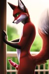 anthro canid canine fox genitals girly green_eyes knot looking_at_viewer male mammal nude penis red_fox solo thisotterdoesknotexist