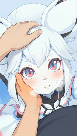 anthro breath cc-by-sa double_bun duo eyeshadow female hair hair_bun looking_at_viewer machine makeup pink_eyeshadow pink_nose touching_face touching_hair anonymous_director kiki_the_cyber_squirrel human mammal robot rodent sciurid tree_squirrel hi_res