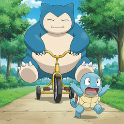 ambiguous_gender chasing duo eyes_closed feral open_mouth panicking plant road running tree tricycle meme_2026 nintendo pokemon generation_1_pokemon pokemon_(species) reptile scalie snorlax squirtle turtle