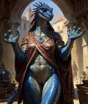 anthro bottomless clothed clothing denis0k dress female genitals hi_res jewelry lizard necklace pussy reptile scalie solo town