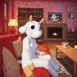 anthro breasts charlotte_(bunny_maloney) detailed_background female fingers fur furniture inside jazz_(the_meeps) lamp living_room looking_at_viewer multicolored_body multicolored_fur nude on_sofa reaching_towards_viewer sitting sitting_on_sofa small_breasts sofa solo two_tone_body two_tone_fur white_body white_fur wholesome_content schuggernaut nintendo pokemon hello_kitty_(character) bovid caprine generation_1_pokemon generation_7_pokemon goat litten mammal pikachu pokemon_(species) 2025 hi_res