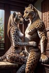 animal_genitalia anthro balls breasts building casual_nudity felid female fur genitals group hi_res house leopard male mammal nipples nude pantherine plant pussy sheath ulfur5605