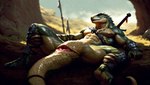 animal_genitalia anthro barbarian cave cloaca gaping gaping_cloaca genitals lying male solo spread_legs spreading hyperion lizard lizardman reptile scalie hi_res