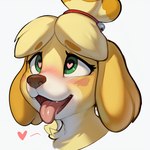 <3 <3_eyes accessory ahegao anotherarcticfox anthro blush canid canine canis domestic_dog female fur hair_accessory hair_tie headshot_portrait isabelle_(animal_crossing) looking_pleasured mammal open_mouth portrait shih_tzu solo tongue tongue_out toy_dog yellow_body yellow_fur