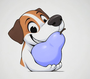 ambiguous_gender anthro brown_body brown_fur food fruit fur grin plant smile solo toony white_body white_fur bluepear_(director) canid canine canis domestic_dog mammal half-length_portrait icon portrait