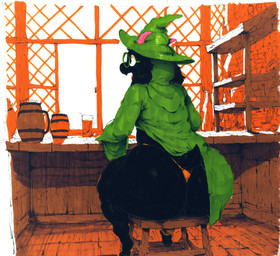 anthro big_butt black_body black_fur butt clothed clothing eyewear fur girly glasses horn huge_butt male smile solo tavern thong underwear wide_hips doggyai deltarune undertale_(series) ralsei bovid caprine goat mammal hi_res sketch