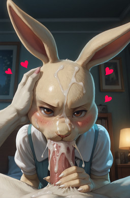 <3 anthro anthro_on_anthro blush bodily_fluids brown_eyes claws cum cum_drip cum_in_mouth cum_inside cum_on_body cum_on_face dripping duo ejaculation fellatio fellatio_pov female first_person_view fur genital_fluids genitals glistening glistening_genitalia hand_on_head holding_penis inside looking_at_viewer male male/female male_pov night oral oral_penetration penetration penile penis penis_in_mouth pov_blowjob sex white_body white_fur beastars haru_(beastars) humanoid lagomorph leporid mammal rabbit hi_res