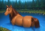 animal_genitalia animal_pussy anus big_anus brown_body equine_pussy eyes_closed female feral genitals looking_at_viewer looking_back lying nude nude_female on_front outside partially_submerged puffy_anus pussy quadruped river solo tail_up mare_fan_ultimate equid equine horse mammal