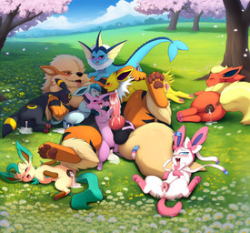 after_sex after_vaginal animal_genitalia animal_penis animal_pussy anus ball_fondling balls blush bodily_fluids canine_genitalia canine_penis canine_pussy cherry_blossom cherry_blossom_tree cherry_tree claws cloud cuddling cum cum_drip cum_in_mouth cum_in_pussy cum_inside cum_on_body cum_on_ground cum_on_penis cum_on_tongue dripping eyes_closed female feral flower fondling forked_tail frill_(anatomy) fruit_tree genital_fluids genitals grass group handjob larger_male legs_together looking_at_another looking_at_genitalia looking_at_partner looking_at_penis looking_pleasured lying lying_on_another lying_on_ground male male/female on_back on_front on_ground on_side one_eye_closed open_mouth outside pawpads paws penile penis plant pussy raised_tail ribbons_(anatomy) sex size_difference smaller_female spread_legs spreading tail tail_fetish tail_play toe_claws tongue tongue_out tree unusual_anatomy unusual_tail firewolf890 nintendo pokemon arcanine canid canine eeveelution espeon flareon generation_1_pokemon generation_2_pokemon generation_4_pokemon generation_6_pokemon glaceon jolteon leafeon mammal pokemon_(species) sylveon umbreon vaporeon hi_res