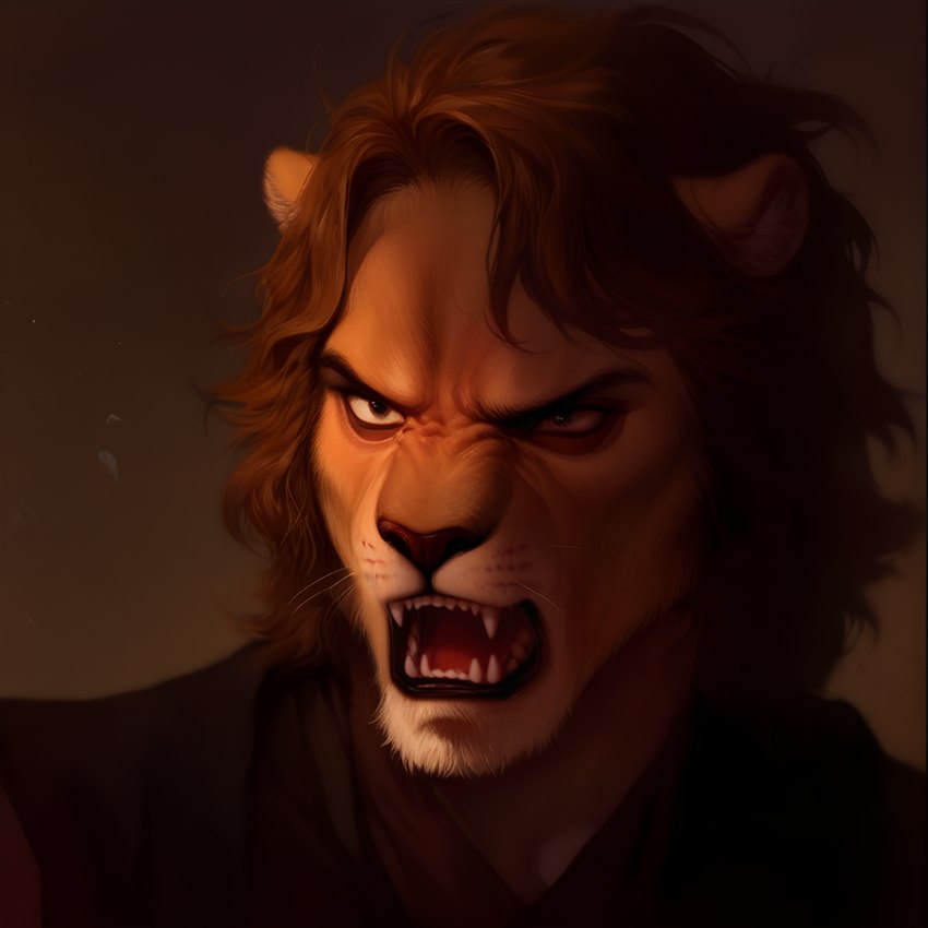 alternate_species angry black_lips brown_hair clothed clothing fangs fur furrification hair lips male open_mouth simple_background snarling solo tan_body tan_fur teeth tongue whiskers unknown_director star_wars felid lion mammal pantherine bust_portrait portrait