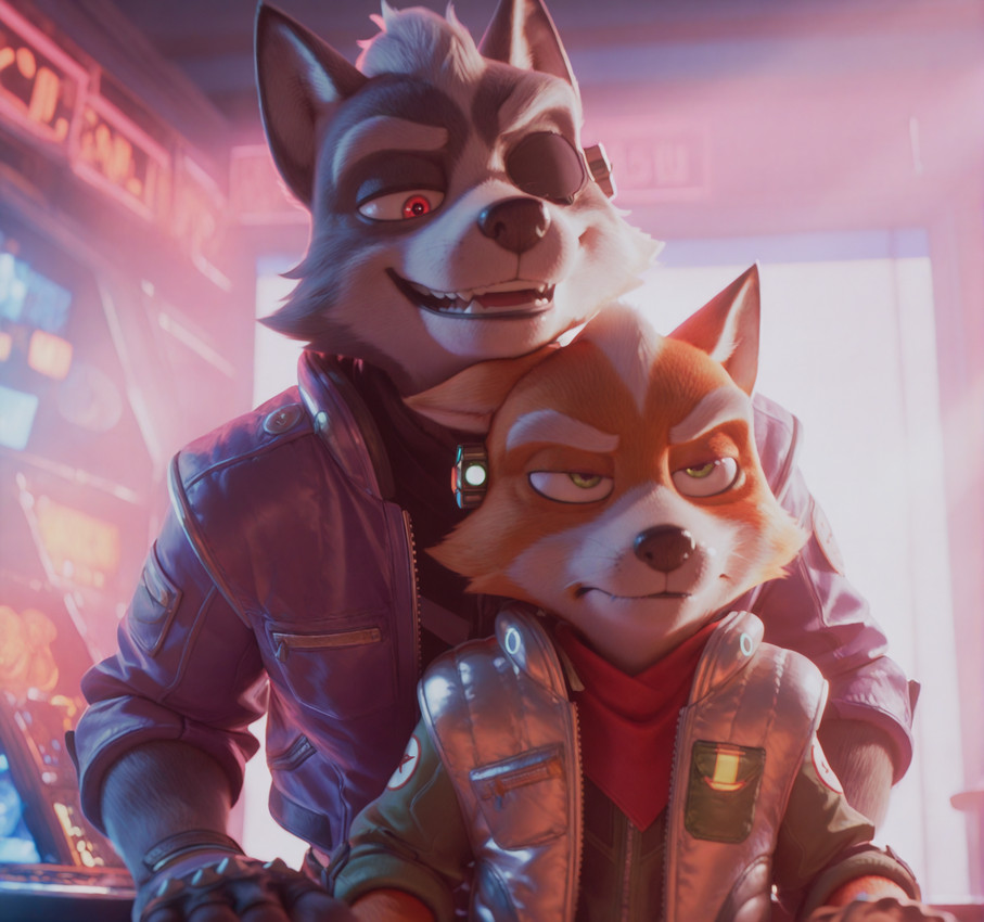 fox mccloud and wolf o'donnell (nintendo and etc) directed by anonymous director