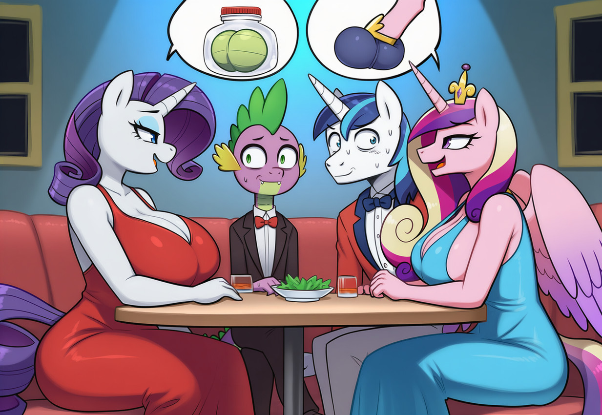 princess cadance, rarity, shining armor, and spike (friendship is magic and etc) directed by yasuhikonsfw