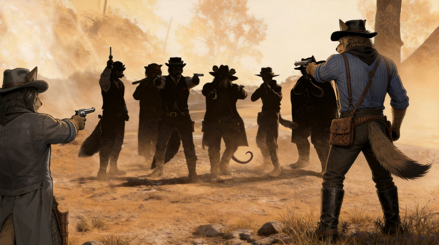 dutch van der linde, bill williamson, javier escuella, arthur morgan, john marston, and etc (red dead redemption and etc) directed by hammapajamma
