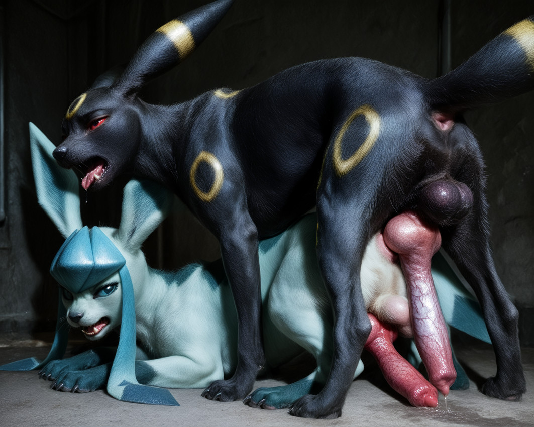all_fours animal_genitalia animal_penis anus ass_up backsack balls big_balls big_penis black_balls black_body black_fur black_nose blue_body blue_eyes blue_fur bodily_fluids butt canine_genitalia canine_penis claws cum digitigrade dripping drooling duo erection fangs feral feral_on_feral from_behind_position fur genital_fluids genitals imminent_sex knot long_penis looking_at_another looking_back male male/male male_on_top markings mounting nude on_top open_mouth outside paws penile penis penis_backwards penis_size_difference perineum pink_penis precum precum_drip presenting quadruped raised_tail rear_view red_eyes red_penis red_sclera saliva saliva_string sex sheath tail teeth toe_claws tongue tongue_out vein veiny_penis yellow_body yellow_fur yellow_markings balloon_(director) nintendo pokemon canid canine eeveelution generation_2_pokemon generation_4_pokemon glaceon mammal pokemon_(species) umbreon digital_media_(artwork) hi_res