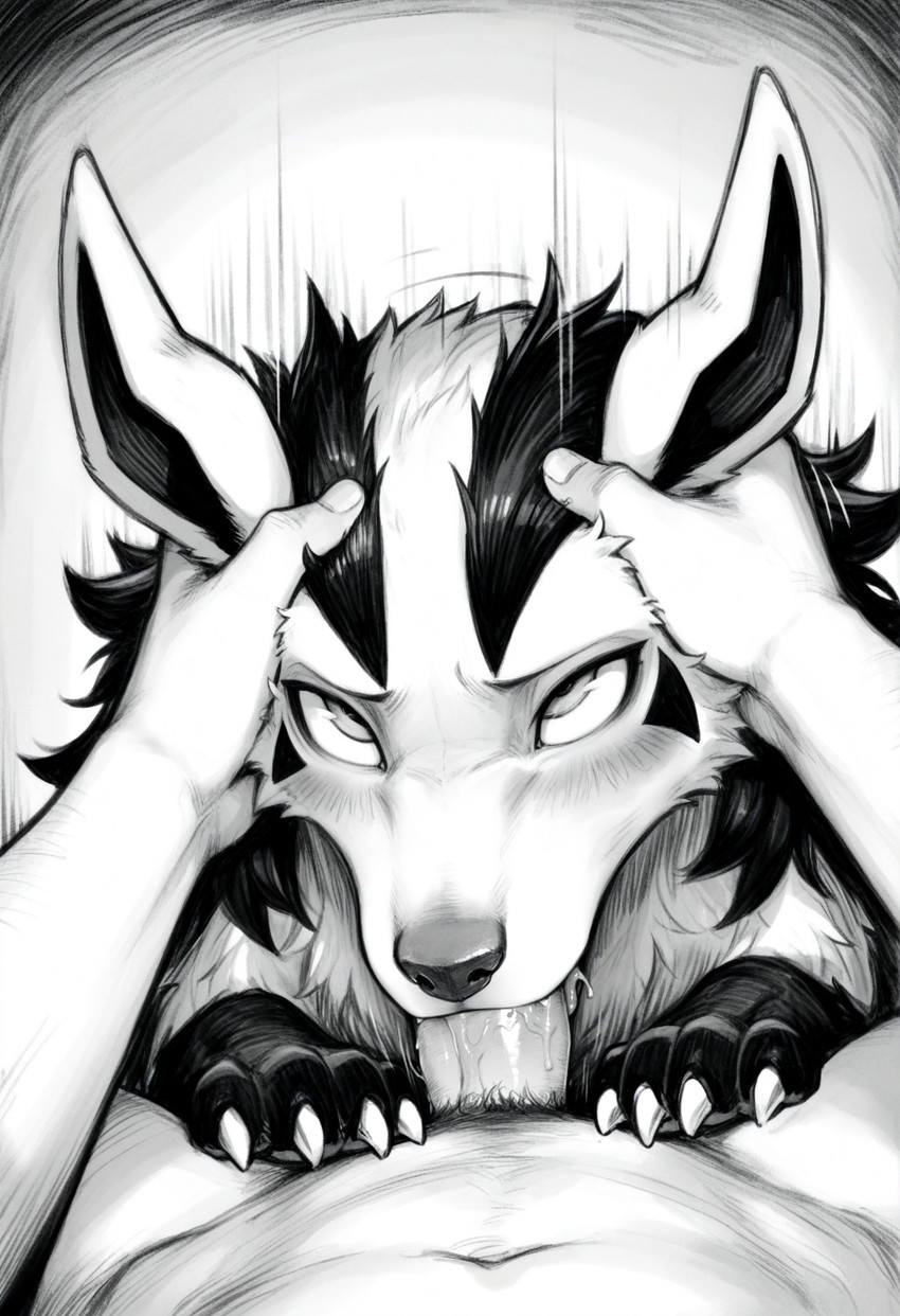 ambiguous_focus ambiguous_gender ambiguous_on_human ambiguous_penetrated bestiality blush bodily_fluids claws drooling duo erection faceless_character faceless_human faceless_male fellatio feral feral_penetrated finger_claws fingers first_person_view fur genitals half-closed_eyes hand_on_head head_grab human_on_feral human_penetrating human_penetrating_feral human_pov interspecies looking_pleasured looking_up male male/ambiguous male_on_feral male_penetrating male_penetrating_ambiguous male_penetrating_feral male_pov motion_lines narrowed_eyes navel nude oral oral_penetration paws penetrating_pov penetration penile penile_penetration penis penis_in_mouth pokephilia pubes quadruped saliva saliva_on_penis sex simple_background solo_focus tongue tuft tempting_(director) nintendo pokemon canid canine generation_3_pokemon human mammal mightyena pokemon_(species) greyscale hi_res monochrome