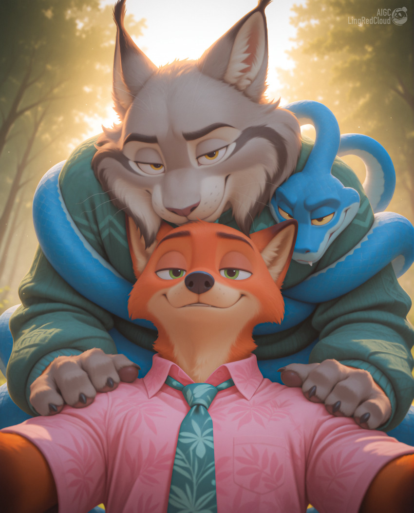 gary de'snake, nick wilde, and pawbert lynxley (zootopia and etc) directed by lingredcloud