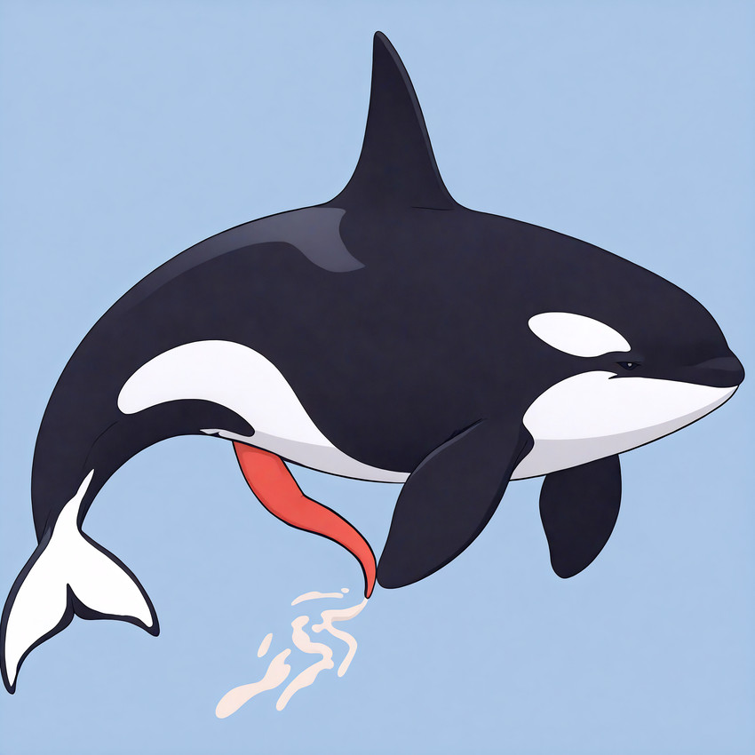 animal_genitalia animal_penis bing_image_creator blue_background bodily_fluids cetacean_genitalia cetacean_penis cum ejaculation feral fin fluke genital_fluids genitals male penis simple_background solo tail tapering_penis toony eclipsetheorca cetacean delphinoid mammal marine oceanic_dolphin orca toothed_whale absurd_res hi_res stable_diffusion