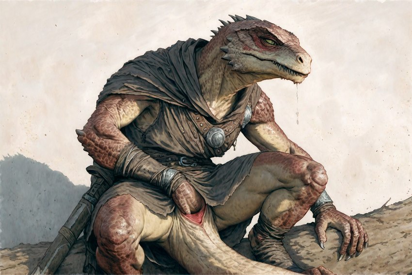 animal_genitalia anthro cloaca clothed clothing female fingering fisting gaping gaping_cloaca genitals partially_clothed solo hyperion lizard lizardman reptile scalie