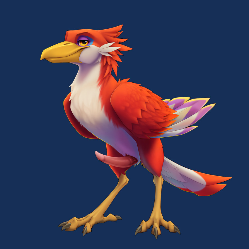 beak erection feral genitals male narrowed_eyes penis red_body simple_background skyward_sword slit solo talons transparent_background white_body yellow_beak lightning7 nintendo the_legend_of_zelda crimson_loftwing avian loftwing absurd_res alpha_channel full-length_portrait hi_res portrait