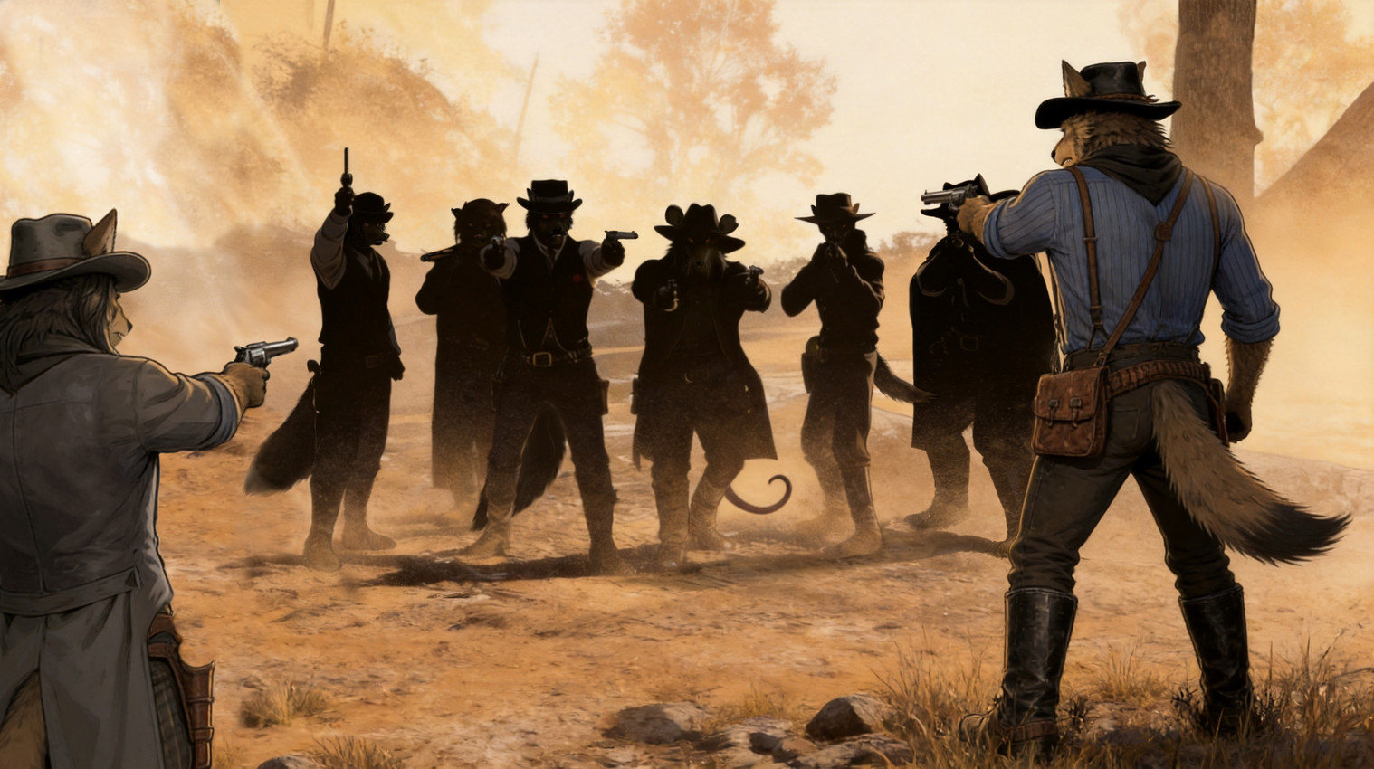 dutch van der linde, bill williamson, javier escuella, arthur morgan, john marston, and etc (red dead redemption and etc) directed by hammapajamma