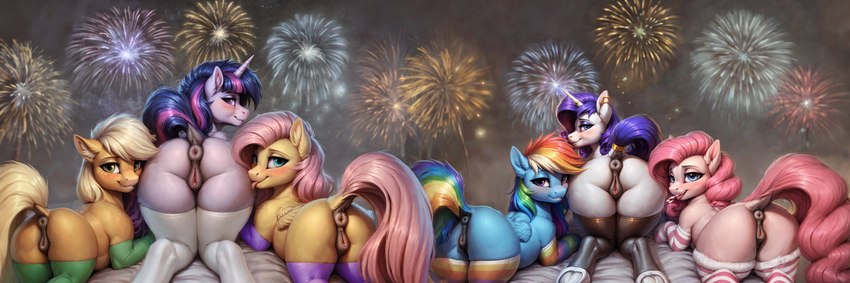 twilight sparkle, rainbow dash, fluttershy, pinkie pie, applejack, and etc directed by elkcip