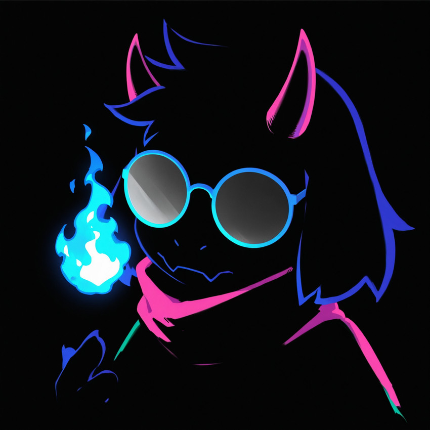 anthro clothing eyewear fire floppy_ears glasses horn male scarf solo anonymous_director deltarune undertale_(series) ralsei bovid caprine goat mammal hi_res