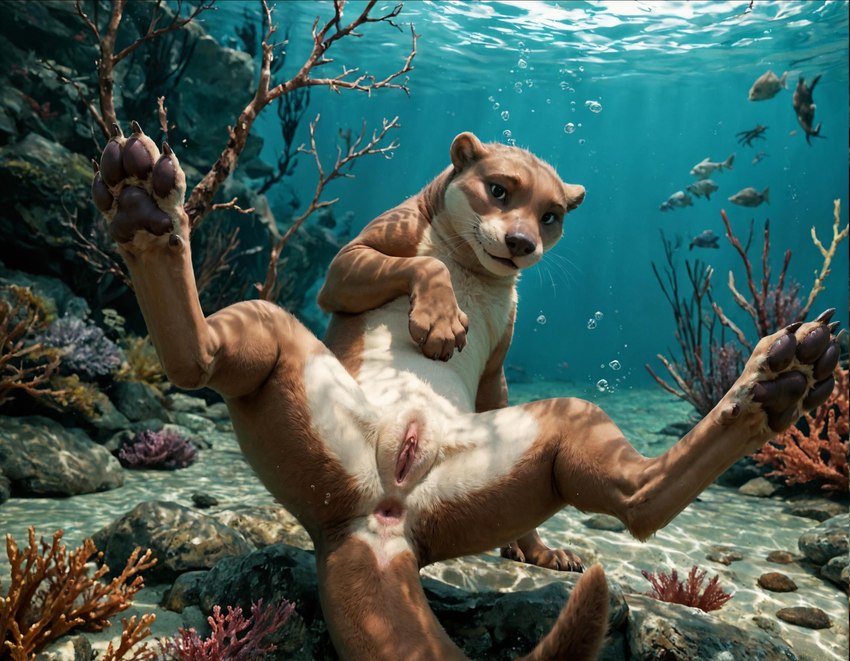 anus clitoral_hood clitoris female feral genitals pawpads paws pussy solo spread_legs spreading underwater water jelloponies lutrine mammal mustelid river_otter hi_res